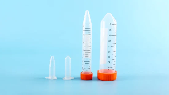 Micro tube de centrifugeuse stérile en plastique médical sans enzyme de laboratoire transparent en gros avec fond conique