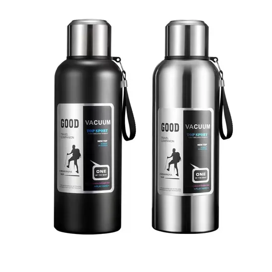 Gobelet isolant à grande bouche de style américain transfrontalier Bouteille d'eau de sport de grande capacité en acier inoxydable Pot de voyage d'alpinisme portable à plusieurs couvertures