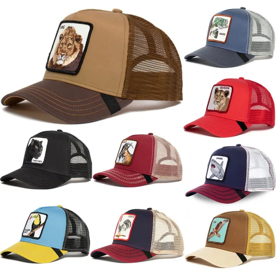 5 Panneau Animal Casquette de Baseball Dessin Animé Crème Solaire Maille Broderie Camionneur Panthère Noire Coq Loup Chapeau