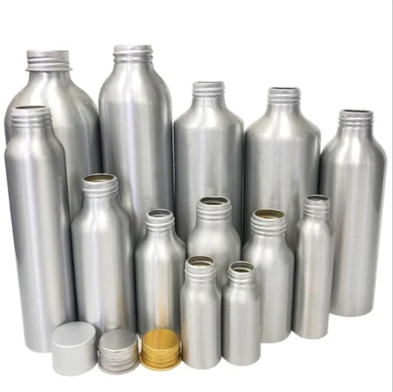 30-150-250-500 ml bouchon en aluminium bouteille en aluminium crème solaire désinfectant eau alcool détergent cosmétique bouteille séparément