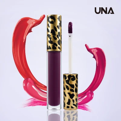 Logo personnalisé Leopard Design Vegan Matt Matte Purple Lip Gloss Cosmétiques Maquillage Lipgloss Fournisseur